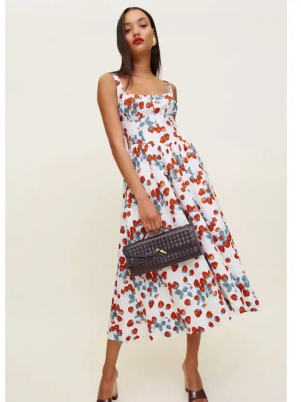 LIKE NEW REFORMATION Balia Linen Dress, Strawberry Jam, size 6